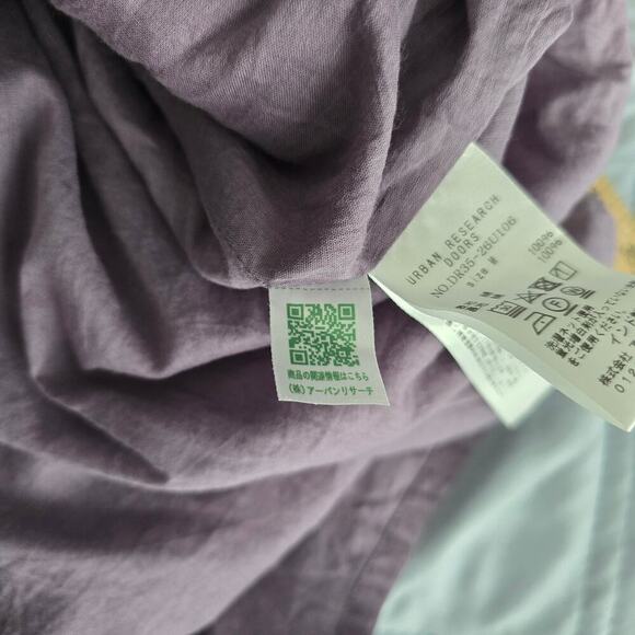 Urban Research DOORS Purple Cotton Midi Dress M Gathered Waist Japan Minimalist - Picture 10 of 13